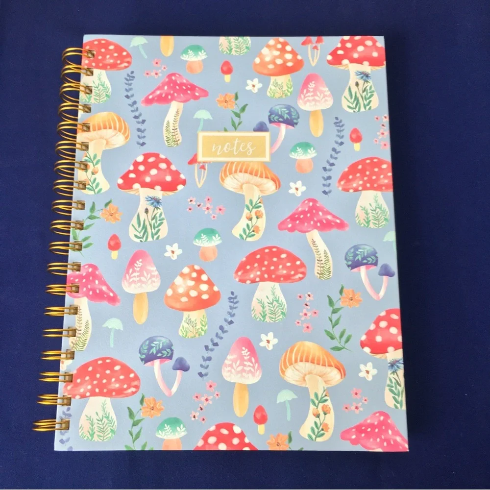 Clementine Spiral Notebook ~ Mushrooms Floral Forrest